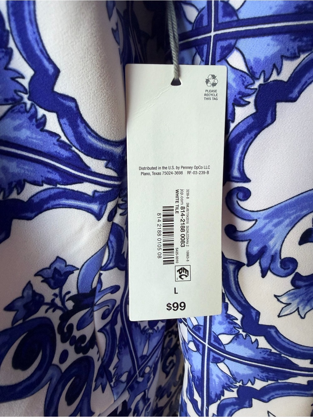 Liz Claiborne Blue and White Scroll-Print Blazer - Picture 10 of 12